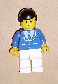 Preowned LEGO® Minifigure – Town trn137 Suit w/3 Buttons Blue White Legs Black Male Hair