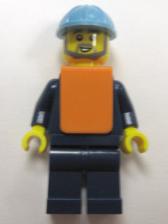Preowned LEGO® Minifigure – Train trn149 Maersk Train Workman 1 Gray Beard