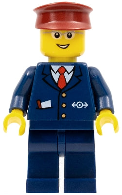 Preowned LEGO® Minifigure – Train trn234 Steward Dark Blue Suit w/Train Logo Dark Blue Legs
