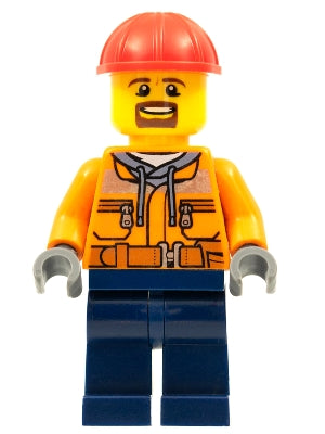 Preowned LEGO® Minifigure – Train trn242 Forklift Driver Male Orange Safety Jacket Reflecti