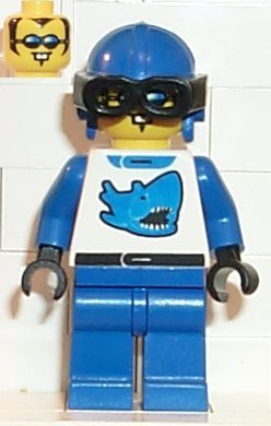 Preowned LEGO® Minifigure – Town twn002 Race Driver Blue Shark