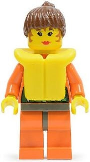 Preowned LEGO® Minifigure – Town twn022 Orange Rock Raiders Shirt Brown Ponytail Hair Life