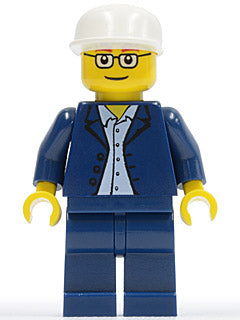 Preowned LEGO® Minifigure – Town twn023 Dark Blue Jacket Light Blue Shirt Dark Blue Legs Sq