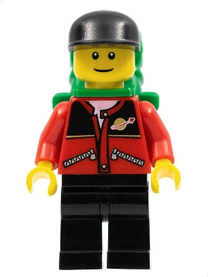 Preowned LEGO® Minifigure – Town twn026 Red Jacket w/Zipper Pockets and Classic Space Logo