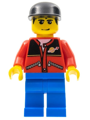 Preowned LEGO® Minifigure – Town twn027 Red Jacket w/Zipper Pockets and Classic Space Logo
