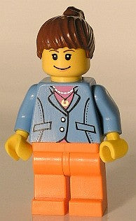 Preowned LEGO® Minifigure – Town twn029 Medium Blue Jacket Orange Legs Reddish Brown Ponyta