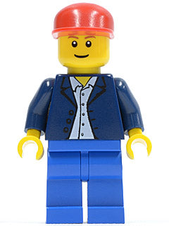 Preowned LEGO® Minifigure – Town twn035 Dark Blue Jacket Light Blue Shirt Blue Legs Red Cap