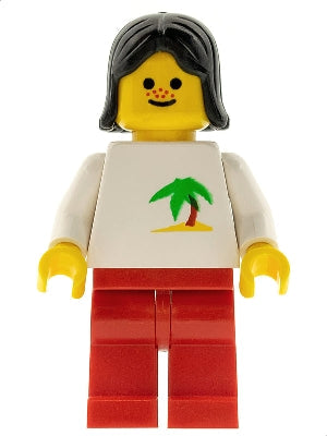 Preowned LEGO® Minifigure – Town twn039 Palm Tree Red Legs Black Female Hair