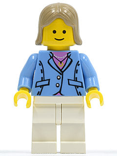 Preowned LEGO® Minifigure – Town twn040 Medium Blue Jacket White Legs Dark Tan Female Hair