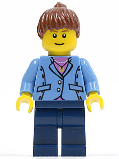 LEGO® Minifigure Town twn044 Medium Blue Jacket Dark Blue Legs Reddish Brown Pon
