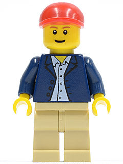 LEGO® Minifigure Town twn047a Dark Blue Jacket Light Blue Shirt Tan Legs Red Sho