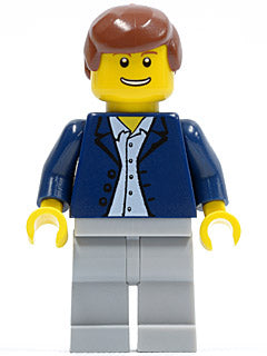 Preowned LEGO® Minifigure – Town twn053 Dark Blue Jacket Light Blue Shirt Light Bluish Gray