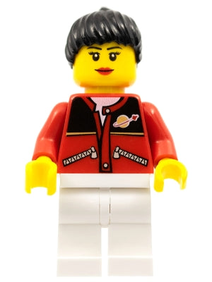 Preowned LEGO® Minifigure – Town twn056a Red Jacket w/Zipper Pockets and Classic Space Logo