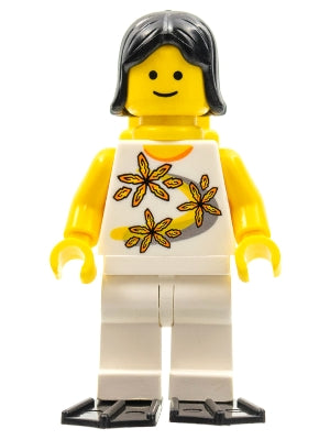 Preowned LEGO® Minifigure – Town twn061 Yellow Flowers Black Female Hair Yellow Air Tanks B