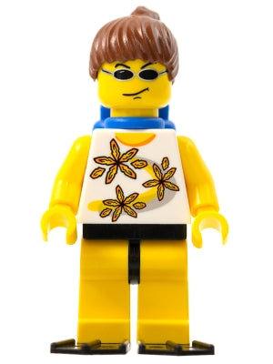 Preowned LEGO® Minifigure – Town twn063a Yellow Flowers Reddish Brown Ponytail Hair Blue Ai