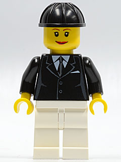 Preowned LEGO® Minifigure – Town twn076 Horse Rider Female Black Suit w/Tie White Legs Blac