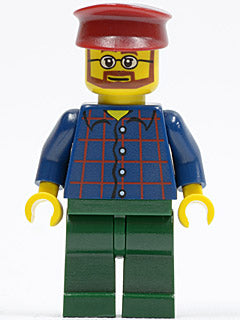 Preowned LEGO® Minifigure – Town twn080 Plaid Button Shirt Dark Green Legs Dark Red Hat Gla