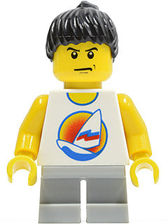 Preowned LEGO® Minifigure – Town twn087 Surfboard on Ocean Light Bluish Gray Short Legs Bla