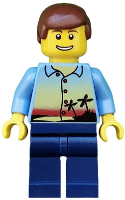 Preowned LEGO® Minifigure – Town twn109 Sunset and Palm Trees Dark Blue Legs Reddish Brown