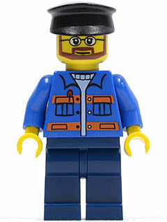 Preowned LEGO® Minifigure – Town twn124 Blue Jacket w/Pockets and Orange Stripes Dark Blue