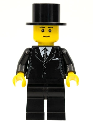 Preowned LEGO® Minifigure – Town twn133a Suit Black Top Hat Black Legs Black Eyebrows