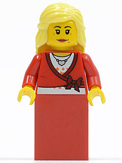 LEGO® Minifigure Town twn134 Sweater Cropped w/Bow Heart Necklace Red Skirt Brig