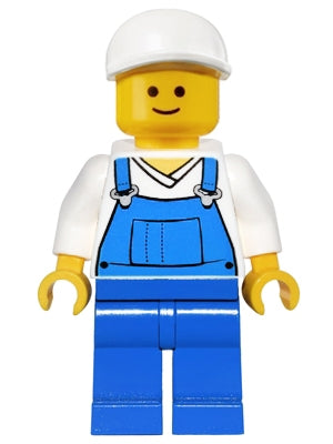 Preowned LEGO® Minifigure – Town twn138 Overalls Blue over V-Neck Shirt Blue Legs White Sho