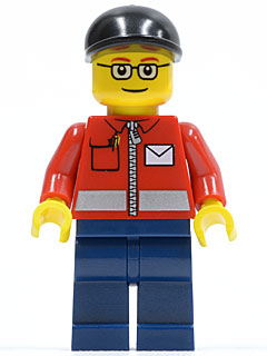 Preowned LEGO® Minifigure – Town twn145 Post Office White Envelope and Stripe Dark Blue Leg