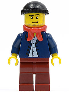Preowned LEGO® Minifigure – Town twn148 Dark Blue Jacket Light Blue Shirt Dark Red Legs Red