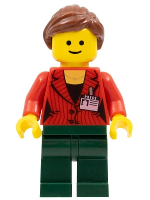 Preowned LEGO® Minifigure – Town twn159 Press Woman/Reporter Dark Green Legs