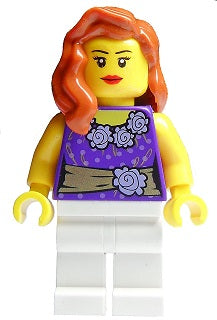 Preowned LEGO® Minifigure – Town twn171 Female Dark Purple Blouse w/Gold Sash and Flowers W