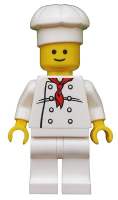 Preowned LEGO® Minifigure – Town twn192 Chef White Torso w/8 Buttons Black Wrinkles NO Back