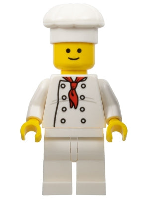 Preowned LEGO® Minifigure – Town twn192a Chef White Torso w/8 Buttons Light Bluish Gray Wri