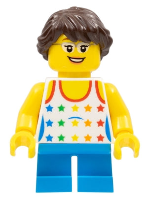 Preowned LEGO® Minifigure – Town twn204a Shirt w/Female Rainbow Stars Pattern Dark Azure Sh