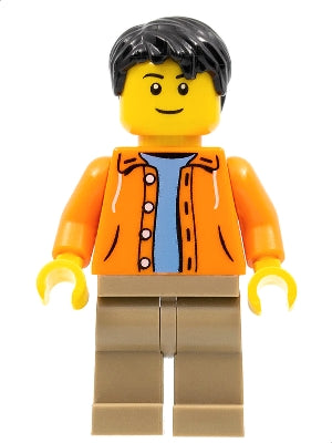 Preowned LEGO® Minifigure – Town twn212 Orange Jacket w/Hood over Light Blue Sweater Dark T