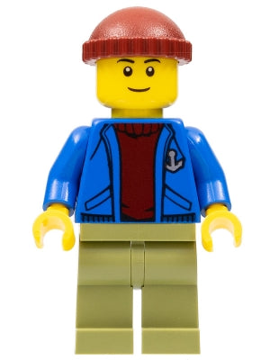 Preowned LEGO® Minifigure – Town twn263 Light Keeper Blue Anchor Jacket