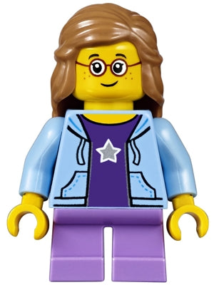 Preowned LEGO® Minifigure – Town twn289 Child Girl Bright Light Blue Hoodie Medium Lavender