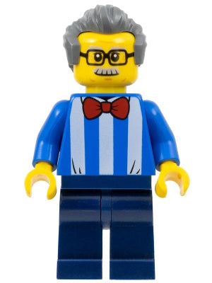 Preowned LEGO® Minifigure – Town twn292a Carousel Ticket Vendor Blue Shirt w/White Stripes