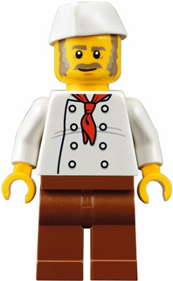 Preowned LEGO® Minifigure – Town twn310 Chef Moustache Dark Tan and Gray Sideburns Stubble