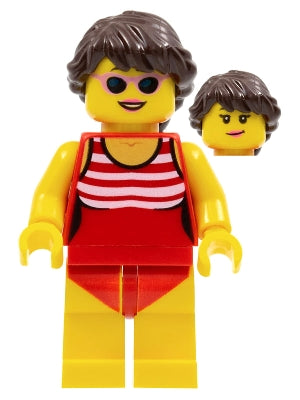 Preowned LEGO® Minifigure – Town twn336 Beach Tourist Female w/Red Bathing Suit