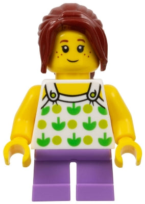 Preowned LEGO® Minifigure – Town twn343 Child Girl White Halter Top w/Green Apples and Lime