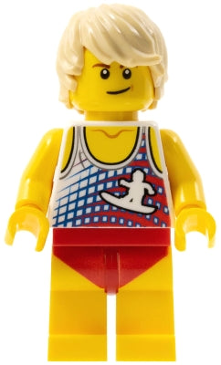 Preowned LEGO® Minifigure – LEGO® Brand twn353 Ludo Yellow Male Tank Top w/Surfer Silhouett