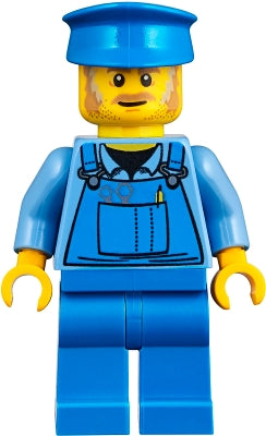 Preowned LEGO® Minifigure – Town twn361 Mechanic Male Blue Overalls over Medium Blue Shirt