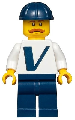 Preowned LEGO® Minifigure – Town twn366 Male w/Vestas Logo on Torso Dark Blue Legs Dark Blu