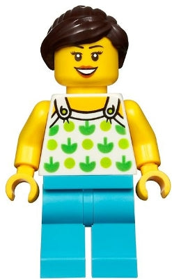 Preowned LEGO® Minifigure – Town twn367 Female White Halter Top w/Green Apples and Lime Spo
