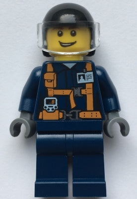 Preowned LEGO® Minifigure – Town twn375 Helicopter Pilot Dark Blue Suit w/Harness