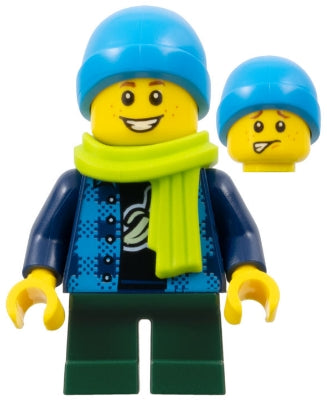 Preowned LEGO® Minifigure – Town twn383 Child Boy Flannel Vest over Shirt w/Banana Dark Gre