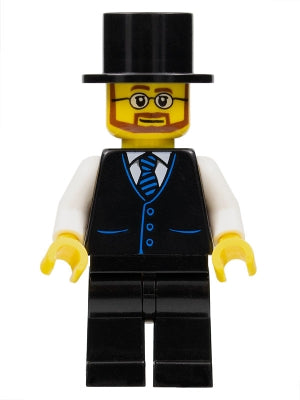 Preowned LEGO® Minifigure – Town twn389 Haunted House Butler Male Black Vest w/Blue Striped