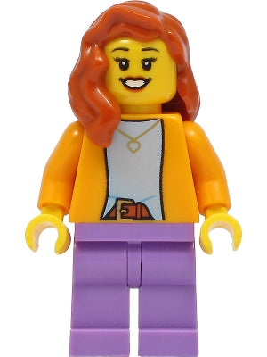 Preowned LEGO® Minifigure – Town twn416 Mom Bright Light Orange Jacket Medium Lavender Legs