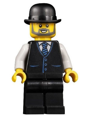 Preowned LEGO® Minifigure – Town twn421 Accountant Male Black Vest w/Blue Striped Tie Black